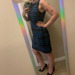 EUC blue and green plaid shift dress